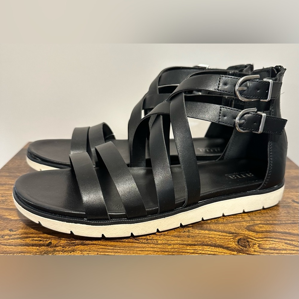 Ana Women’s Black Normin Strap Flat Sandals NWT Size 10